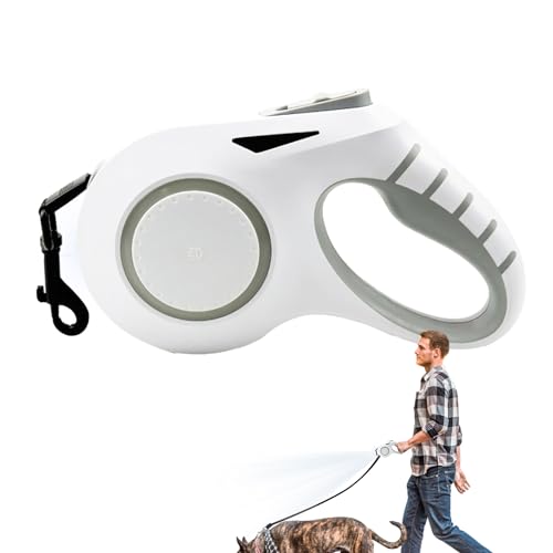 Leuchtseil für Spaziergänge mit dem Hund – 6 Trainingsseil für große Hunde – Teleskop-beleuchtetes Hundeseil mit LED-Licht vorne und automatischem Aufziehen Teksome von Teksome