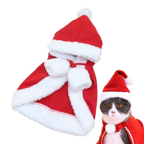 Pet Santa Cape - Atmosphärischer Umhang Poncho für Haustiere Cosplay | Katzen Outfits für Weihnachtsfeier, Reisen, Themenparty, Foto-Requisiten, Spaziergang Teksome von Teksome