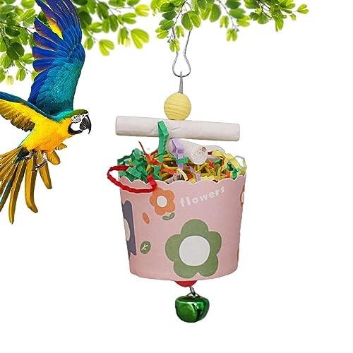 Spielzeug zum Zerkleinern von Vögeln,Buntes Vogelschnitzelpapier - Vogelseil-Sitzstange, Spielzeug zum Aufhängen für kleine Vögel, Sittiche, Papageien, Wellensittiche, Nymphensittiche Teksome von Teksome