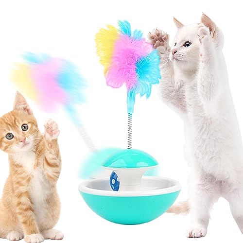 Teksome Cat Track Ball Spielzeug – Gelangweilte Katzen Interaktives Spielzeug mit Glöckchen – Katzen Unterhaltungsbedarf für Arbeitszimmer, Katzenhaus, Haustierunterkunft, Haustiergeschäft, von Teksome