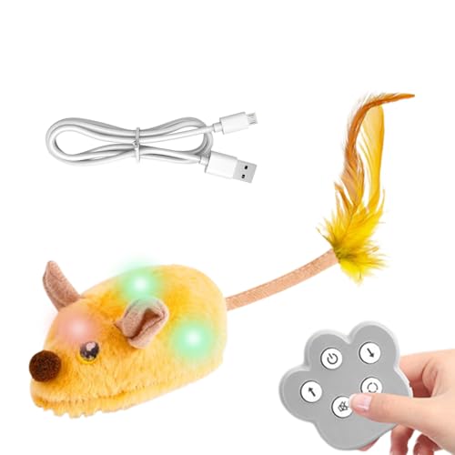Teksome Elektrisches Katzenspielzeug, interaktives Katzenspielzeug, bewegliche Mäuse, ferngesteuerte Plüschpuppe mit Licht und Sound, Haustierzubehör für Kätzchen, drinnen und draußen, Training Teksome Elektrisches Katzenspielzeug, interaktives Katzenspielzeug, bewegliche Mäuse, ferngesteuerte Plüschpuppe mit Licht und Sound, Haustierzubehör für Kätzchen, drinnen und draußen, Training von Teksome