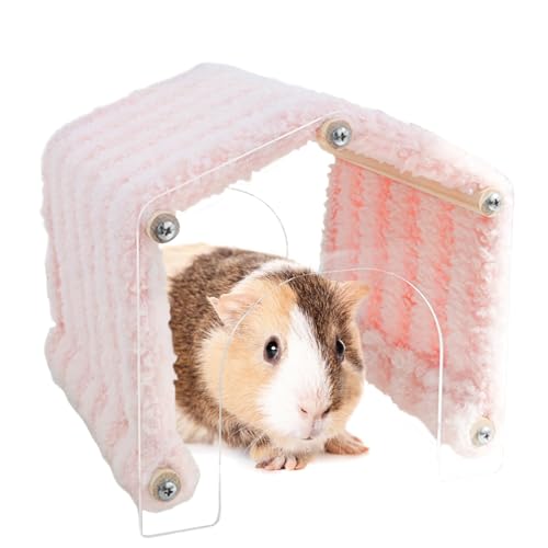 Teksome Hamsterhöhle Tunnel | Kleintierhöhle Mit Abnehmbarer Acryl-Tür - Kuscheliges Plüschhaus Platzsparende Habitat Deko Für Igel, Hamster, Kaninchen von Teksome