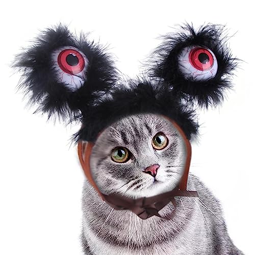 Teksome Haustier-Halloween-Stirnband – elastisches Horror-Stirnband für Haustiere – Halloween-Augen-Stirnbänder mit leuchtenden Augen, Halloween-Kostüm-Zubehör für Horror-Party von Teksome