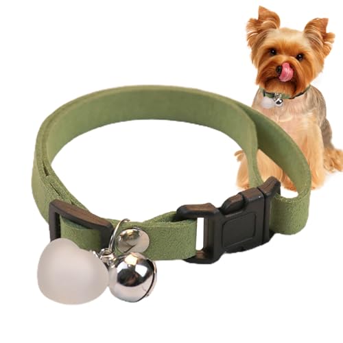 Teksome Haustierhalsbänder für Hunde – Plüsch-Herz-Charm, kleine Hundehalsbänder mit Glöckchen, verstellbare Katzenhalsbänder, leichtes Hundezubehör für Welpen, Kätzchen, Hund von Teksome