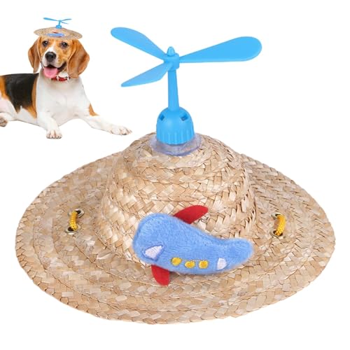 Teksome Hunde-Sombrero-Hut, Hüte für Katzen - Süße gewebte Mützen mit Propeller für Hunde | Handgefertigte mexikanische Party-Foto-Requisite, verstellbare lustige Welpen-Sonnenhut für Sommertage im von Teksome