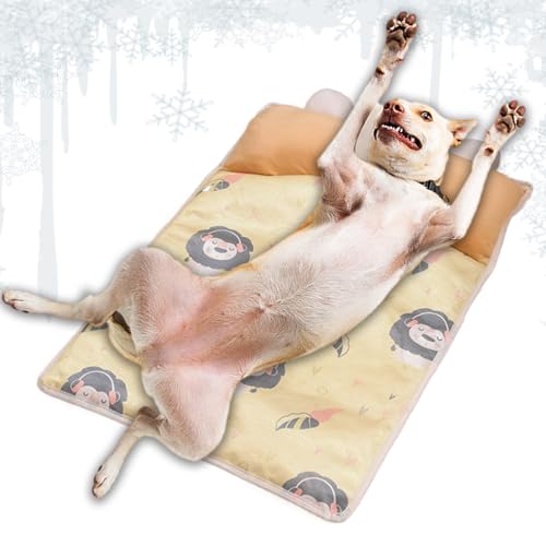 Teksome Hundekühlmatte | Kühlende Bettmatte Für Haustiere Mit Höcker | Eismatte mit Kissen für Transportbox Käfig Hundezuhause Sofa Auto bei drinnen draußen von Teksome