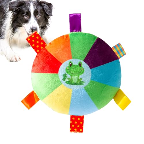 Teksome Hundespielzeug mit fliegender Scheibe, interaktives Kauspielzeug für Hunde mit Glocke, Plüsch, weich und leicht, interaktives Trainings-Hundespielzeug für mittelgroße und große Hunde aller von Teksome