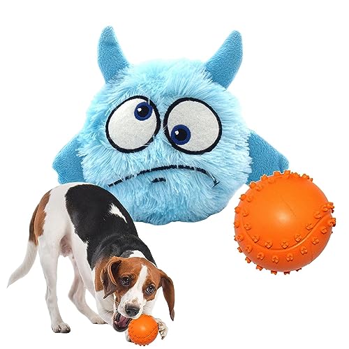 Teksome Interaktiver Hundeball | Gummi 2 in 1 Biest Shaped Dog Chew Toy - Moving Dog Toy for Puppy Small Medium Dogs, Pet Sound Toys, Plush Dog Toy von Teksome