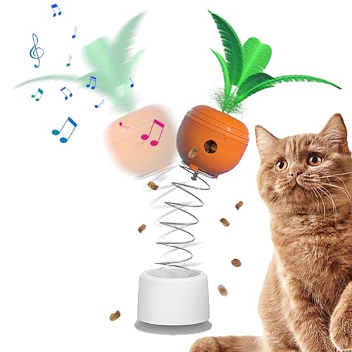 Teksome Interaktives Katzenspielzeug für Indoor-Katzen – Futterleck-Spielzeug, Feder-Katzenspielzeug, Leckerli-Spender, Ball, interaktives Katzenspielzeug mit Glocke für kleine, mittelgroße und große von Teksome
