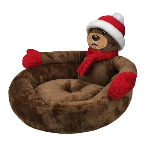 Teksome Katze Haustier Bett Matte | Weihnachtsthema Warme Katze Schlafmatte Haustierbett | Dunkelbraun Bär Design, rutschfeste Unterseite, Winter Wasserdicht Indoor Katzenbett für kleine Hunde, Welpen Teksome Katze Haustier Bett Matte | Weihnachtsthema Warme Katze Schlafmatte Haustierbett | Dunkelbraun Bär Design, rutschfeste Unterseite, Winter Wasserdicht Indoor Katzenbett für kleine Hunde, Welpen von Teksome