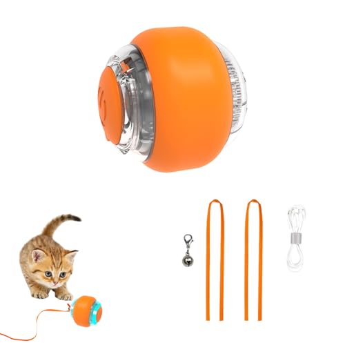 Teksome Katzenballspielzeug, elektrischer Ball für Katze - Orange automatische elektrische Katzenspielzeugbälle - Wiederverwendbarer, Flexibler, interaktiver Katzenspielzeugball, wiederaufladbares von Teksome