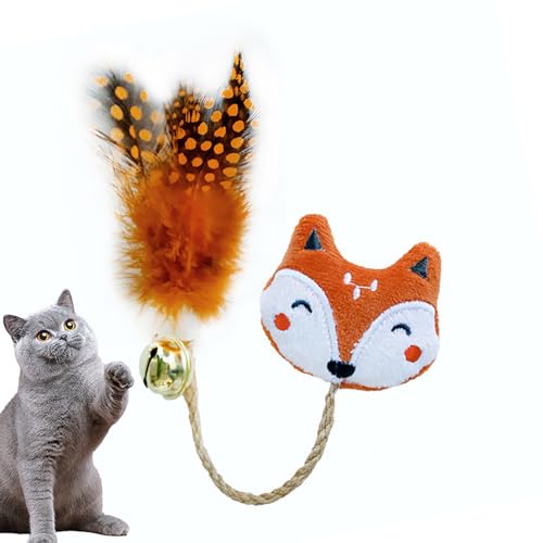 Teksome Katzenminze-Spielzeug | Federglocken-Design, interaktives Katzenspielzeug – weiches Plüsch-Katzenkissen, unterhaltsames Spielzeug, Plüsch-Minz-Katzenspielzeug von Teksome