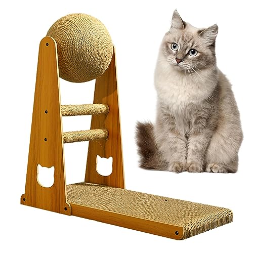 Teksome L-förmige Kratzmatte für Katzen, stilvoller vertikaler Kratzbaum mit Kratzball, kratzfestes Sisal-Kratzspielzeug, langlebiges Katzenbett, abnehmbares Katzenspielzeug für Indoor-Katzen von Teksome