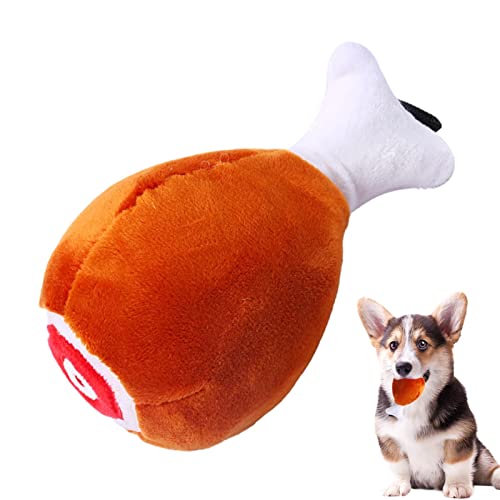 Teksome Quietschendes Hundespielzeug mit Hühnerbein, interaktives langlebiges Quietschspielzeug – weiches Quietschspielzeug für kleine, mittelgroße und große Haustiere, Welpenspielzeug für zahnende von Teksome
