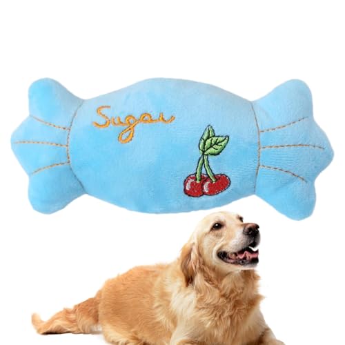 Teksome Quietschspielzeug für Hunde, Hundespielzeug mit Quietscher - Quietschende Spielzeugkatze aus Plüsch in Bonbonform - Kauspielzeug für Haustiere, Kuscheltier-Hundespielzeug, Katzenspielzeug für Teksome Quietschspielzeug für Hunde, Hundespielzeug mit Quietscher - Quietschende Spielzeugkatze aus Plüsch in Bonbonform - Kauspielzeug für Haustiere, Kuscheltier-Hundespielzeug, Katzenspielzeug für von Teksome