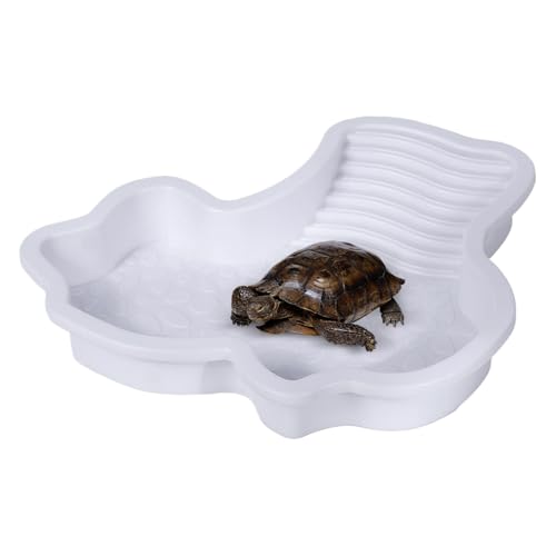 Teksome Reptilienpool | Schildkröten Wassernapf & Reptilien Badebereich - Badebecken Mit Sonnenterrasse & Futternapf Für Amphibien, Frösche, Bartagamen Und Geckos von Teksome