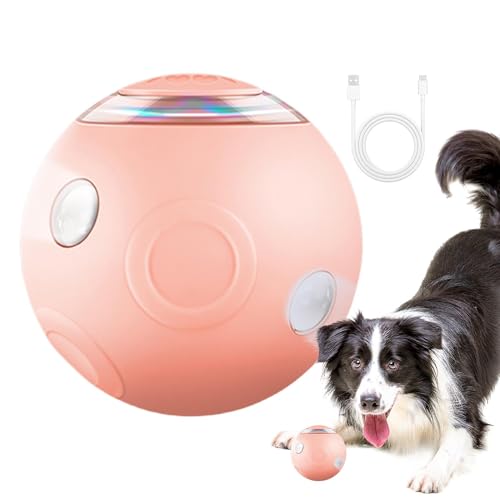Teksome Rotierender hüpfender Hundeball - Rollender und rotierender intelligenter Ball mit Lichtern - Tragbarer, intelligenter, rotierender Hüpfball für kleine und mittelgroße Haustiere von Teksome
