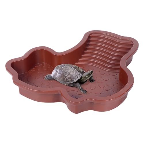 Teksome Schildkröten Pool,Schildkröten Wassernapf & Reptilien Badebereich - Badebecken Mit Sonnenterrasse & Futternapf Für Amphibien, Frösche, Bartagamen Und Geckos von Teksome