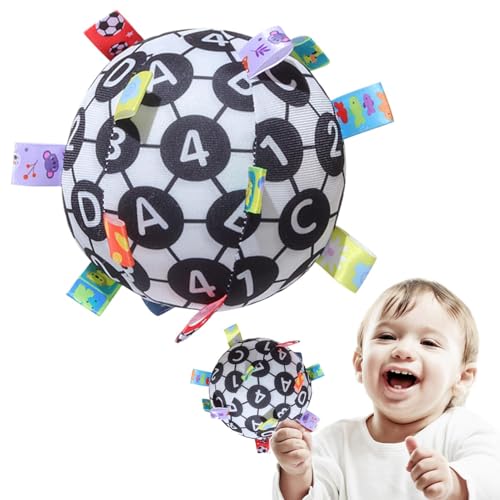 Teksome Sensorischer Ball aus Stoff, weiches sensorisches Ballspielzeug - Plüsch-Multisensorspielzeug mit Rassel,Hochkontrastierende Farben, Feinmotorik-Spielzeug, Ribbon-Tag-Ball für Kinder im Alter Teksome Sensorischer Ball aus Stoff, weiches sensorisches Ballspielzeug - Plüsch-Multisensorspielzeug mit Rassel,Hochkontrastierende Farben, Feinmotorik-Spielzeug, Ribbon-Tag-Ball für Kinder im Alter von Teksome