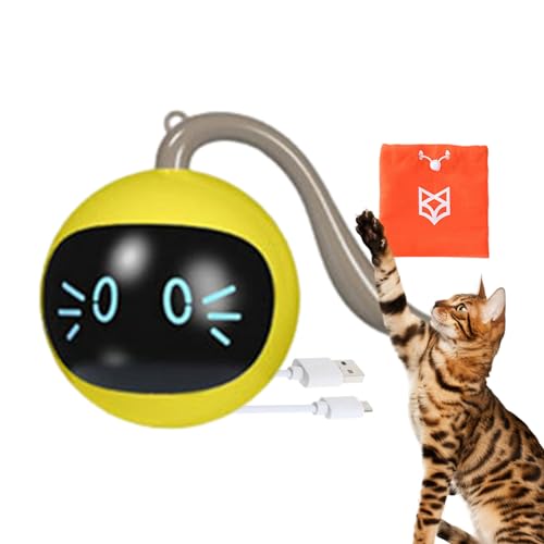 Teksome Smart Cat Ball – Selbstrollender Ball Katzenspielzeug | Katzenanreicherungsspielzeug, Katzenübungsspielzeug, Jagdkatzenspielzeug für Indoor-Katzen aller Rassen, Katzenspielzeug zum von Teksome