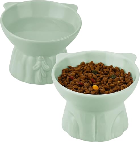 Katze Futternapf 2er Set erhöht mit 15° Neigung Design, katzennapf Keramik Übergroßer, erhöhter katzennapf für Anti-Erbrechen, futternapf erhöht für Futter und Wasser, perfekt für Katzen,Welpen (Grün) Katze Futternapf 2er Set erhöht mit 15° Neigung Design, katzennapf Keramik Übergroßer, erhöhter katzennapf für Anti-Erbrechen, futternapf erhöht für Futter und Wasser, perfekt für Katzen,Welpen (Grün) von Tel Charme *