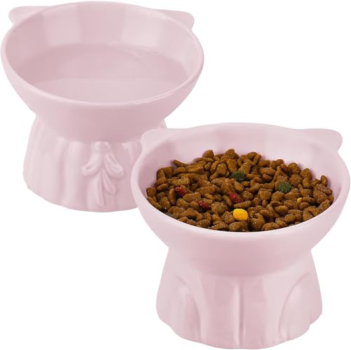 Katze Futternapf 2er Set erhöht mit 15° Neigung Design, katzennapf Keramik Übergroßer, erhöhter katzennapf für Anti-Erbrechen, futternapf erhöht für Futter und Wasser, perfekt für Katzen,Welpen (Pink) Katze Futternapf 2er Set erhöht mit 15° Neigung Design, katzennapf Keramik Übergroßer, erhöhter katzennapf für Anti-Erbrechen, futternapf erhöht für Futter und Wasser, perfekt für Katzen,Welpen (Pink) von Tel Charme *