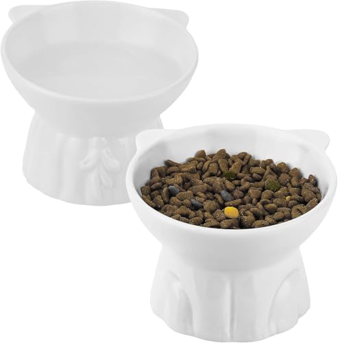 Katze Futternapf 2er Set erhöht mit 15° Neigung Design, katzennapf Keramik Übergroßer, erhöhter katzennapf für Anti-Erbrechen, futternapf erhöht für Futter und Wasser, perfekt für Katzen,Welpen (Weiß) Katze Futternapf 2er Set erhöht mit 15° Neigung Design, katzennapf Keramik Übergroßer, erhöhter katzennapf für Anti-Erbrechen, futternapf erhöht für Futter und Wasser, perfekt für Katzen,Welpen (Weiß) von Tel Charme *