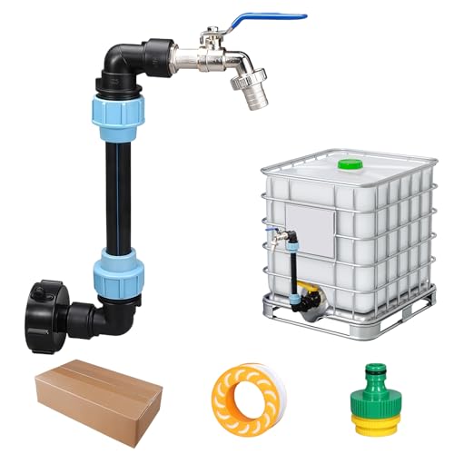 Tel Charme * IBC Tank Schwanenhals 3/4" Auslaufhahn, Wasserhahn Absperrhahn IBC Adapter, IBC Container Wasserhahn, IBC Tank Zubehör,IBC Wasserhahn für 1000L Regenwassertank von Tel Charme *