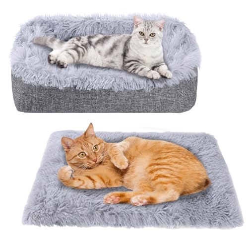 Tel Charme * Katzenbett Haustierbett Plüsch, Weiches katzenbett Waschbar 2 in 1 Katzenbett Plüsch, Haustierbett für Katzen und Kleine Hunde, Warmes Katzenkissen Katzendecke 51 * 61CM von Tel Charme *