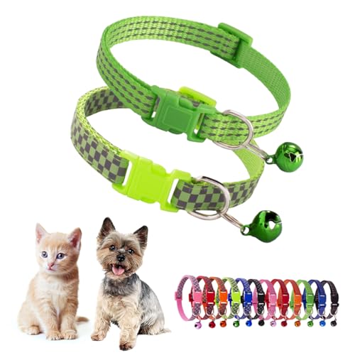 Hundehalsband für kleine Hunde mit Glöckchen, reflektierend, mit Glöckchen, für Mädchen, niedlich, ausgefallenes Welpenhalsband mit Glöckchen, für XXS, XS, kleine Kätzchen, Hündinnen, Halsumfang 17,8 von Teleyi