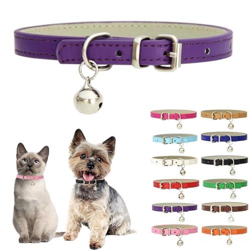 Hundehalsband für kleine Hunde mit Glöckchen, weiches PU-Leder, Welpenhalsband mit Glöckchen, für Jungen, Mädchen, Katzenhalsband, Glocken für XXS, XS, S, M, Haustier, Hündinnen, kleine Katzen, kleine von Teleyi