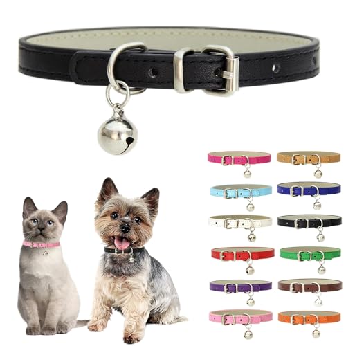 Hundehalsband für kleine Hunde mit Glöckchen, weiches PU-Leder, Welpenhalsband mit Glöckchen, für Jungen, Mädchen, Katzenhalsband, Glocken für XXS, XS, S, M, Haustier, Hündinnen, kleine Katzen, kleine von Teleyi