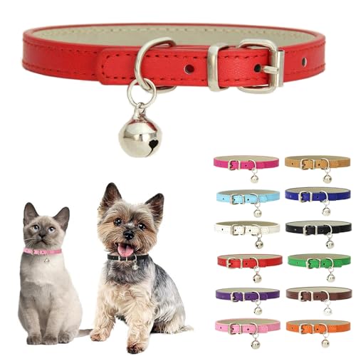 Hundehalsband für kleine Hunde mit Glöckchen, weiches PU-Leder, Welpenhalsband mit Glöckchen, für Jungen, Mädchen, Katzenhalsband, Glocken für XXS, XS, S, M, Haustier, Hündinnen, kleine Katzen, kleine von Teleyi