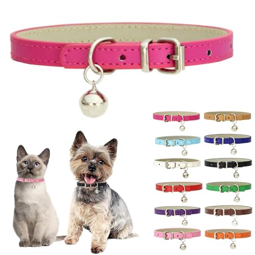Hundehalsband für kleine Hunde mit Glöckchen, weiches PU-Leder, Welpenhalsband mit Glöckchen, für Jungen, Mädchen, Katzenhalsband, Glocken für XXS, XS, S, M, Haustier, Hündinnen, kleine Katzen, kleine von Teleyi