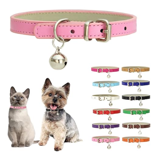 Hundehalsband für kleine Hunde mit Glöckchen, weiches PU-Leder, Welpenhalsband mit Glöckchen, für Jungen, Mädchen, Katzenhalsband, Glocken für XXS, XS, S, M, Haustier, Hündinnen, kleine Katzen, kleine von Teleyi