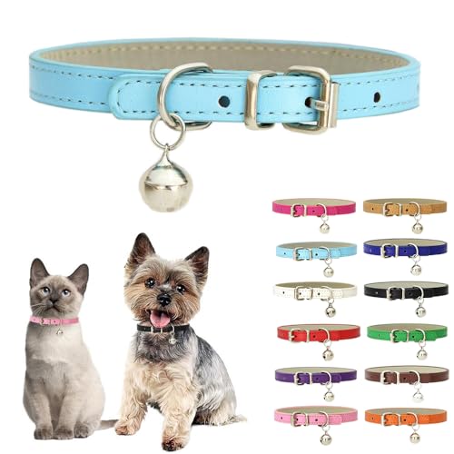 Hundehalsband für kleine Hunde mit Glöckchen, weiches PU-Leder, Welpenhalsband mit Glöckchen, für Jungen, Mädchen, Katzenhalsband, Glocken für XXS, XS, S, M, Haustier, Hündinnen, kleine Katzen, kleine von Teleyi