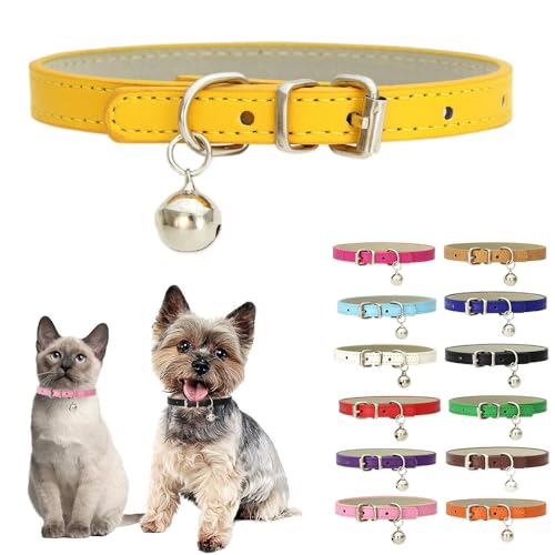 Hundehalsband für kleine Hunde mit Glöckchen, weiches PU-Leder, Welpenhalsband mit Glöckchen, für Jungen, Mädchen, Katzenhalsband, Glocken für XXS, XS, S, M, Haustier, Hündinnen, kleine Katzen, kleine von Teleyi