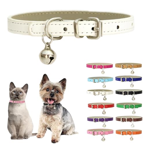 Hundehalsband für kleine Hunde mit Glöckchen, weiches PU-Leder, Welpenhalsband mit Glöckchen, für Jungen, Mädchen, Katzenhalsband, Glocken für XXS, XS, S, M, Haustier, Hündinnen, kleine Katzen, kleine von Teleyi