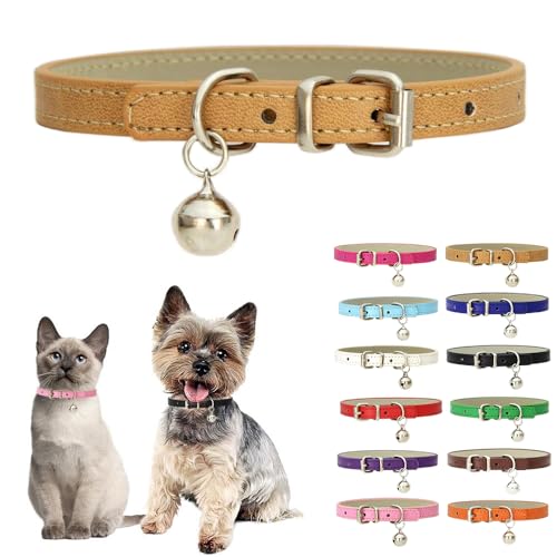 Hundehalsband für kleine Hunde mit Glöckchen, weiches PU-Leder, Welpenhalsband mit Glöckchen, für Jungen, Mädchen, Katzenhalsband, Glocken für XXS, XS, S, M, Haustier, Hündinnen, kleine Katzen, kleine von Teleyi