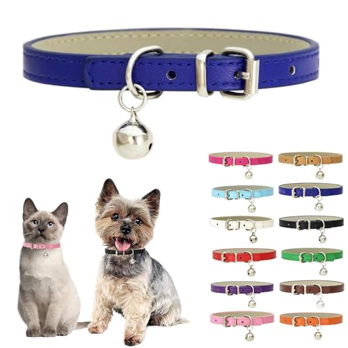 Hundehalsband für kleine Hunde mit Glöckchen, weiches PU-Leder, Welpenhalsband mit Glöckchen, für Jungen, Mädchen, Katzenhalsband, Glocken für XXS, XS, S, M, Haustier, Hündinnen, kleine Katzen, kleine von Teleyi