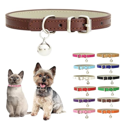 Hundehalsband mit Glöckchen, weiches PU-Leder, für weibliche Welpen, mit Glöckchen, für Mädchen, Katzenhalsband mit Glöckchen, für XXS, S, M, Haustier, Katzen, Kätzchen, kleine Tiere, Yorkie, von Teleyi