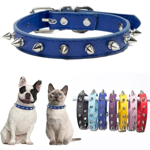 Hundehalsband mit Stacheln, für mittelgroße Hunde, Pilze, Nieten, Katzenhalsband, für Damen, Mädchen, weiches PU-Leder, Nieten, verstellbar, für XS, S, M, Haustierhalsband, männlich, Jungen, Kätzchen von Teleyi