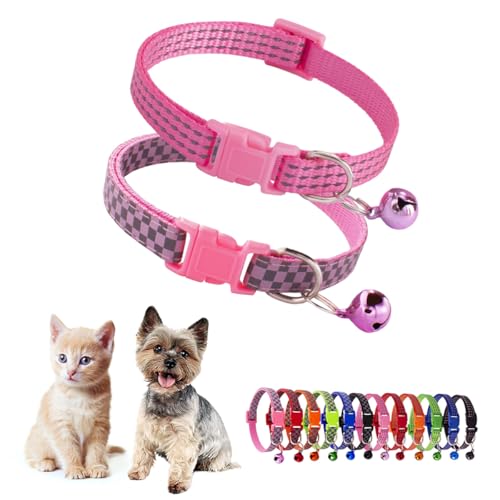 XSmall Hundehalsband mit Glöckchen, reflektierend, mit Glöckchen, für Mädchen, niedlich, ausgefallenes Welpenhalsband mit Glöckchen, für XXS, XS, kleine Kätzchen, Hündinnen, Halsumfang 17,8 - 30,5 cm von Teleyi