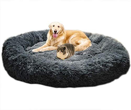 Telismei Flauschiges Deluxe-Hundebett, extra-groß, Sofa, waschbar, rundes Kissen, Haustierbett für große und extra-große Hunde von Telismei