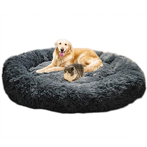 Telismei Luxuriöses flauschiges, extra großes Hundebett, Sofa, waschbar, rundes Hundekissen, Haustierbett für große und extra große Hunde von Telismei