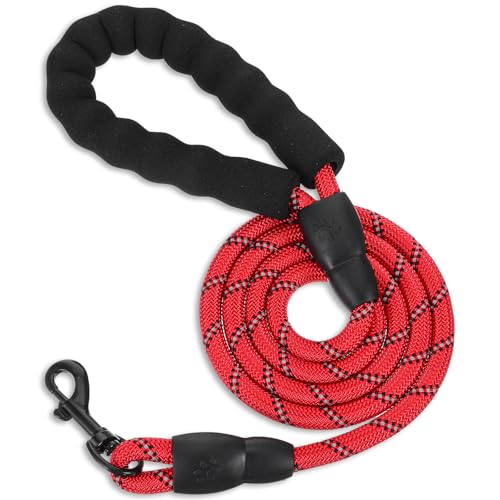 Round Basics Hundeleine, 122 cm, robuste Hundeleine mit bequemem, gepolstertem Griff, langlebiges, starkes Haustier-Laufseil für kleine, mittelgroße und große Hunde, Rot Round Basics Hundeleine, 122 cm, robuste Hundeleine mit bequemem, gepolstertem Griff, langlebiges, starkes Haustier-Laufseil für kleine, mittelgroße und große Hunde, Rot von Telooco