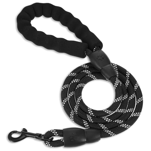 Round Basics Hundeleine, 122 cm, robuste Hundeleine mit bequemem, gepolstertem Griff, langlebiges, starkes Haustier-Wanderseil für kleine, mittelgroße und große Hunde, Schwarz Round Basics Hundeleine, 122 cm, robuste Hundeleine mit bequemem, gepolstertem Griff, langlebiges, starkes Haustier-Wanderseil für kleine, mittelgroße und große Hunde, Schwarz von Telooco