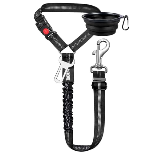 Temeloko Verstellbare Premium-Hundeleine – reflektierende Nylon-Haustierleine für Spaziergänge und Training, bringen Sie Hundenapf (schwarz) von Temeloko