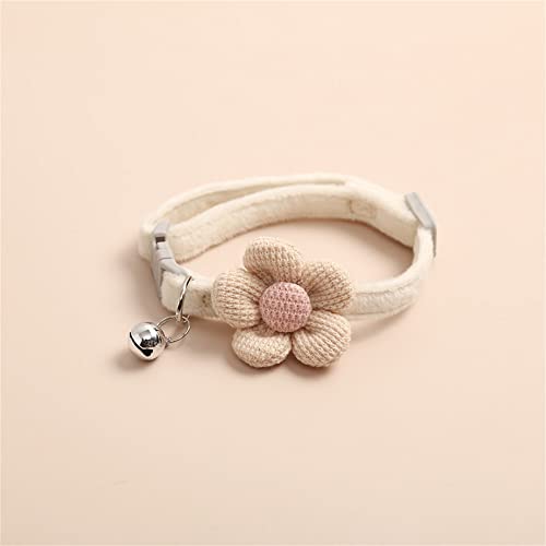 Haustier-Halsband, niedliches Strickblumen-Glocken-Haustier-Halsband, verstellbare Katzen-Halskette, Haustier-Halsband, Traktions-Sicherheitsschnalle, Halskette für kleine Hunde. von Temoo