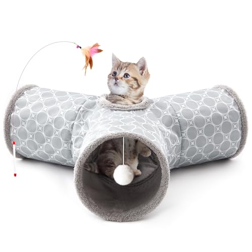 Tempcore 3-Wege Faltbarer Katzentunnelschlauch Spielzeug Fleece gefüttert für Wärme Kitty Tunnel mit Guckloch Spielzeug Ball Katze Kätzchen Kleine Rassen Indoor Tempcore 3-Wege Faltbarer Katzentunnelschlauch Spielzeug Fleece gefüttert für Wärme Kitty Tunnel mit Guckloch Spielzeug Ball Katze Kätzchen Kleine Rassen Indoor von Tempcore